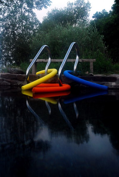 Pool noodles left at Soaking Pool